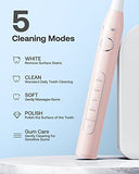 Bitvae Electric Toothbrushes 2 Pack Ultrasonic Toothbrush with Holders, Dual Ultrasonic Electronic Toothbrush 8 Brush Heads 5 Modes, Rechargeable Power Toothbrush for 30 Days Using, Black & Pink