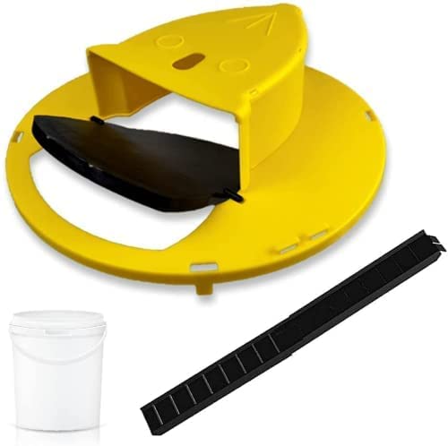 Mouse Trap Bucket,Flip and Slide Mouse Trap,Reusable Mouse Trap Bucket with Trap Door Style,Mouse Traps Humane Mouse Trap, 5 Gallon Bucket Compatible Rat Trap for Outdoors and Indoors (Yellow)