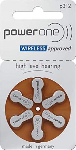 Power One Size 312 Hearing Aid Battery No Mercury, 60 Batteries