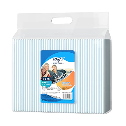 DAFI Disposable Incontinence Bed Pads Extra Large 36”x 36”(40 Count) Thick Underpads, Effective Odor Control Pee Pads, Chucks Pads, Super Absorbent Protection for Elderly, Adults, Baby