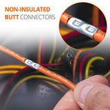 Wirefy 100 PCS Non Insulated Butt Connectors Kit - Butt Splice Connectors - Uninsulated Crimp Wire Connectors - 24-8 AWG