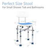 LandTale Shower Stool with Back Heavy Duty 500Lbs, Tool-Free Assembly, Anti-Slip, Sturdy Height Adjustable Bath Chair, Narrow Bathtub Shower Saet for Elderly, Senior, Handicap & Disabled