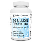 Dr. Berg's Probiotic Capsules with 60 Billion Probiotics for Digestive Health with 10 Prebiotics and Probiotics Strains - Nutritional Supplements - 30 Vegetable Capsules
