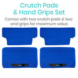 Vive Premium Crutch Pads & Hand Grips - Comfortable, Breathable, Machine Washable Padding - Moisture Wicking & Odor Reducing Pillow Accessory Covers for Adult & Youth Walking Crutches