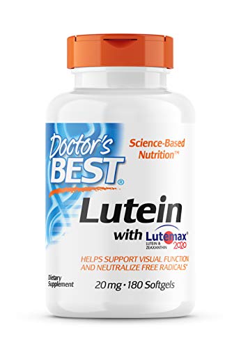 Doctor's Best Lutein Featuring Lutemax, Non-GMO, Gluten Free, Eye Health, 20 mg, 180 Softgels