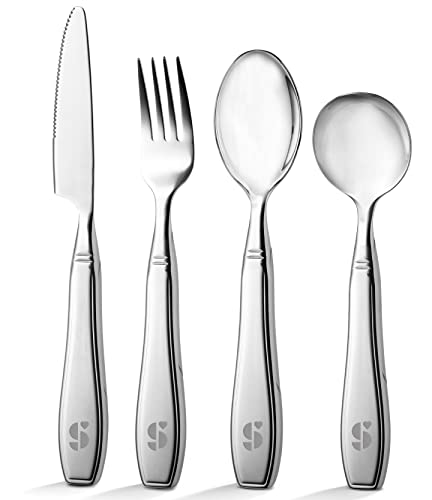 Special Supplies Premium Stainless Steel Weighted Silverware for Parkinson's Patients- Weighted Utensils for Tremors and Parkinson's Patients-Wide Non-Slip Grip, Easy to Clean - Flatware for Elderly
