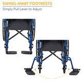 Drive Medical Blue Streak Wheelchair with Flip Back Desk Arms, Swing Away Footrests,FoldingDesk Length Arms, Alloy Steel, 20 Inch Seat