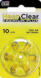 Hearclear Size 10 PR230 Hearing Aid Batteries Yellow Tab + Keychain (60 Batteries)