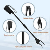 Shoe and Sock Aid Device Kit, 2 Piece, Shoehorn Grabber Reacher Tool & Sock Assistant Device No Bending, for Senior/People with Knee Or Back Pain