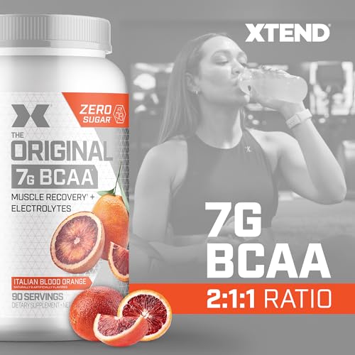 XTEND Original BCAA Powder Italian Blood Orange - Sugar Free Post Workout Muscle Recovery Drink with Amino Acids - 7g BCAAs for Men & Women - 90 Servings