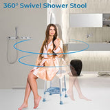 KSITEX Shower Stool for Inside Shower, Small Corner Plastic Stool for Shower, Bath Seat for Seniors Adults Sitting, Adjustable Tube Bathroom Stool with Storage Tray and Suction Feet 300 Lb. Capacity