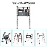 supregear Walker Bag with Cup Holder, Water-Resistant Wheelchair Pouch Folding Walker Accessory Basket for Wheelchairs, Rollators, Scooters, Grey