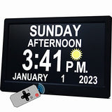 MAXCULUX 【Upgraded】 11.5" Large Digtal Clock with Day and Date for Seniors, Auto DST, 19 Alarms & Auto Dimmable, Non-Abbreviated Clock for Elderly Dementia Alzheimers