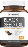 Black Seed Oil - 60 Softgel Capsules (Non-GMO & Vegan) Premium Cold-Pressed Nigella Sativa Producing Pure Black Cumin Seed Oil with Vitamin E - 500mg Each, 1000mg Per 2 Capsule Serving