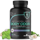 Natural Body Odor Eliminator Pills - Reduce Bad Breath, Sweat, Armpit & Foot Odor - Chlorophyll Tablets with Zinc, Champignon, Psyllium Fiber - Vegan Capsules, Made in USA