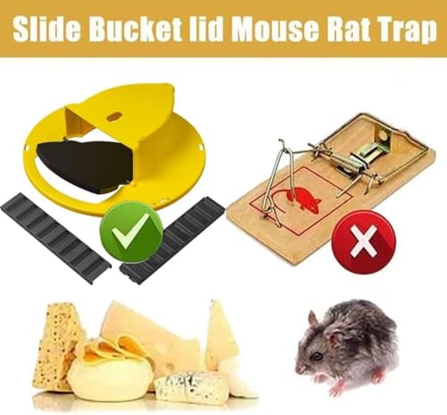 Mice Mouse Trap Bucket Flip Lid,Mouse Trap Bucket Indoor Outdoor,Humane Mouse Trap,Mouse Trap Bucket Lid Auto Reset | 5 Gallon Bucket Compatible | Mouse Trap Bucket Lid (3 Pack)