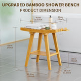 Yirilan 2-Tier Bamboo Shower Bench, Bathroom Shower Chair, Adult Bathroom Bench Seat with Storage Shelf, Soap Dish and Non-Slip Feet for Seniors and People with Mobility Impairments - Bamboo