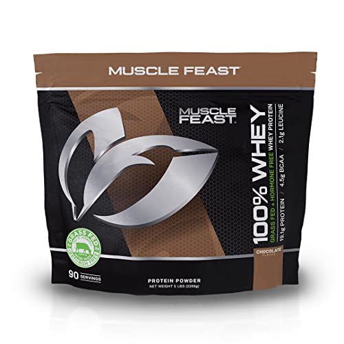Muscle Feast 100% Grass-Fed Whey Protein, Pastured Raised Hormone Free All Natural, Chocolate, 5lb