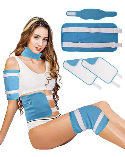 Castor Oil Pack Wrap for Women Gifts, 4 Pcs Reusable Organic Cotton Pack Kit for Neck Waist Knee, Flannel Cloth Compress Kit for Liver Detox Insomnia Constipation and Inflammation (Blue)