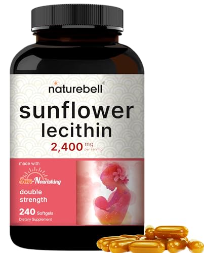 NatureBell Sunflower Lecithin 2,400mg, 4 Months Supply, 240 Softgels | Infused with Non-GMO Sunflower Seed Oil – Rich in Phosphatidyl Choline – No Soy, No Gluten