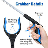 2-Pack Grabber Reacher Tool,32 Inch Extra Long Foldable Pick Up Stick with Strong Grip Magnetic,360°Rotating Anti-Slip Jaw,Trash Claw Grabber Tool,Trash Picker Tool for Outdoor & Indoor (Blue)
