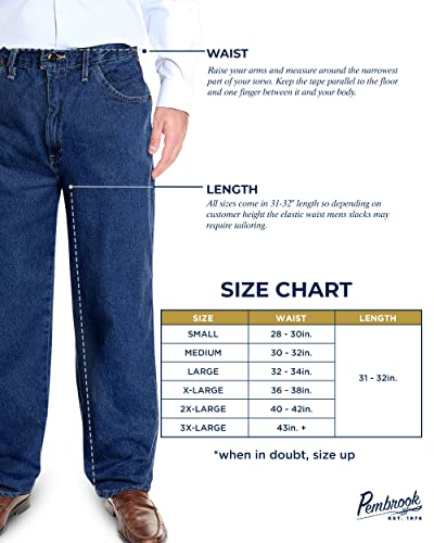 Pembrook Mens Elastic Waist Pants for Seniors - Adaptive Mens Pants for Elderly with Zipper and Button | Elastic Waist Pants for Men | Senior Elastic Waist Pants Denim