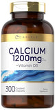 Carlyle Calcium 1200mg with Vitamin D3 | 300 Caplets | Non-GMO, Gluten Free, and Vegetarian