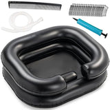 Inflatable Shampoo Basin - Portable Hair Washing Bowl/Tub for Bedridden, Disabled,Injured, Elderly, Hair Washtub for Dreadlocks and at Home Sink Washing (Black)