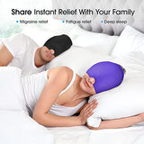 ONLYCARE Migraine Relief Cap, Upgraded Odorless Migraine Ice Head Wrap, Headache Relief Hat for Migraine, Black & Purple