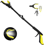 Upgraded Grabber Reacher Tool with Bright Headlight, 32" Claw Grabbers with 90°Rotating Anti-Slip Jaw, Garbage Grabber Pickup Tools Heavy Duty, Soft Rubber Handle & Magnet Hook (Yellow) 8310-Y-1