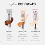 IT Cosmetics Your Skin But Better CC+ Cream, Light Medium (C) - Color Correcting Cream, Full-Coverage Foundation, Hydrating Serum & SPF 50+ Sunscreen - Natural Finish - 1.08 fl oz