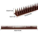 8 Pack Bird Spikes - 17 x 1.57 x 1.38 Inch Plastic Bird Deterrent Spikes - Bird Deterrent Spikes Keep Pigeon, Squirrel, Raccoon, Cats, Crow Away - Anti-Bird Spikes Fence for Railing and Roof (Brown)