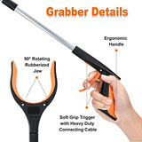 2-Pack Grabber Reacher Tool,32 Inch Extra Long Foldable Pick Up Stick with Strong Grip Magnetic,360°Rotating Anti-Slip Jaw,Trash Claw Grabber Tool,Trash Picker Tool for Outdoor & Indoor (Orange)