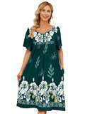 UDFORSK Moo Moo Nightgrown for Women Plus Size House Dress with Pockets Florar Print Muumuu Dresses Women Duster Housecoat House Dresses for Elderly Patio Dress Dark Green 3XL