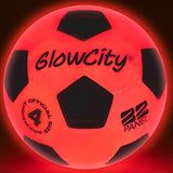 GlowCity Glow in The Dark Soccer Ball- Light Up, Indoor or Outdoor Soccer Balls with 2 LED Lights and Pre-Installed Batteries - Gift Ideas for Teen Boys and Girls (Youth (Size 4) - Red)