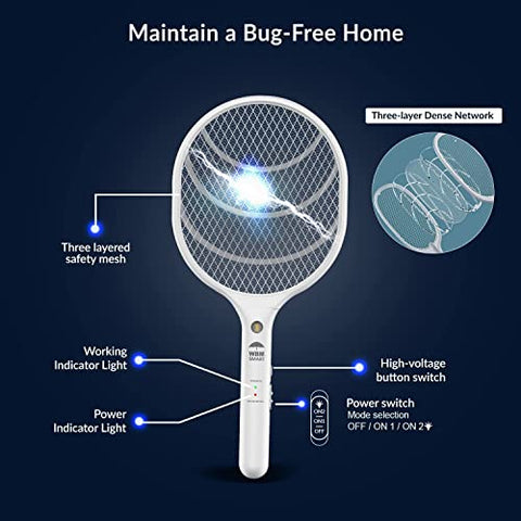 Himalayan Glow Bug Zapper, Electric Fly Swatter Rechargeable Racket, Mosquito Repellent 3,000 Volt, USB Charging Cable Best Use for Indoor & Outdoor - 2 PCS