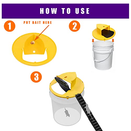 Mouse Trap Bucket Flip Lid (4 Pack) for 5 Gallon Bucket, Humane Mouse