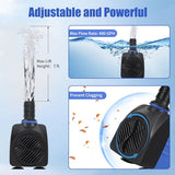 AQUANEAT Submersible Water Pump, 480GPH Fountain Pump, Small Water Pump, Aquarium Pump for Fish Tank, Outdoor Water Fountain, Hydroponics, Pond