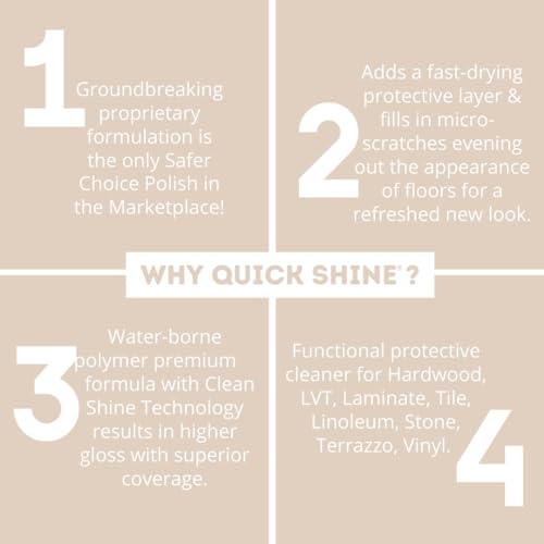 Quick Shine Multi Surface Floor Finish 27oz, 2Pk | Cleaner & Polish to use on Hardwood, Laminate, Luxury Vinyl Plank LVT, Tile & Stone | Safer Choice w/Clean Shine Technology | Shine-Protect-Refresh