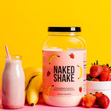 NAKED nutrition Naked Shake - Vegan Protein Powder, Strawberry Banana - Flavored Plant Based Protein with Mct Oil, Gluten-Free, Soy-Free, No Gmos Or Artificial Sweeteners - 30 Servings