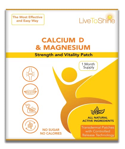 Calcium Magnesium and D Transdermal Patches – 18 Patches One Month Supply - USA Made by Live To Shine