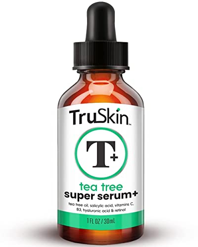 TruSkin Tea Tree Oil for Face - Acne Serum - Unclog Pores, Soothe Breakouts - Blemish Spot Treatment for Smooth, Glowing Skin - Tea Tree Oil for Skin + Salicylic Acid, Niacinamide & Retinol - 1 fl oz