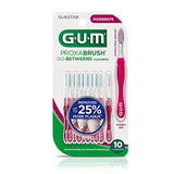 GUM Proxabrush Go-Betweens - Moderate - Interdental Brushes - Soft Bristled Dental Picks for Plaque Removal & Gum Health - Safe for Braces & Dental Devices, 10ct (6pk)