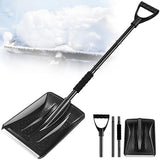 Car Snow Shovel, Ergonomic Snow Shovels with Aluminum Handle Heavy Duty Snow Removal, Portable and Utility for Cars, Home, Garden, Mud and Snowman, Black