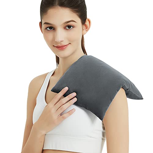 Heating Pad Microwavable with Washable Cover, 8 x 12 Multipurpose Microwave Heating Pad for Neck and Shoulders, Moist Heat Bean Bag Warm Compress for Knee, Muscles, Joints, Wrist, Abdomen (Dark Gray)