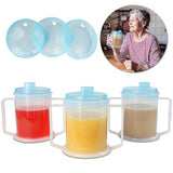 Mondo Medical Double Handle Adult Sippy Cups for Elderly Assistance - 3pk 12oz Clear Tumblers with Lids and Spouts