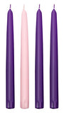 Elite Christmas Products Advent Candle Set. Made in The USA Self Fitting End. Premium Hand Dipped Candles, Dripless, 4 Pack - 3 Purple, 1 Pink