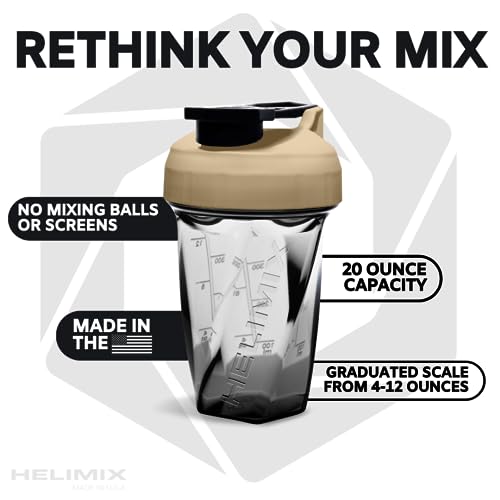 HELIMIX 1.5 Vortex Blender Shaker Bottle Holds Upto 20oz | No Blending Ball or Whisk | USA Made | Portable Pre Workout Whey Protein Drink Shaker Cup | Mixes Cocktails Smoothies Shakes | Top Rack Safe