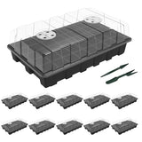 Gardzen 10-Set Garden Propagator Set, Seed Tray Kits with 400-Cell, Seed Starter Tray with Dome and Base 15" x 9" (40-Cell Per Tray)