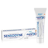 Sensodyne Rapid Relief Toothpaste for Sensitive Teeth, Mint with Fluoride, Adult Sensitive Toothpaste for Painful Teeth and Gums, Long Lasting Protection, 3.4 oz (Pack of 3)